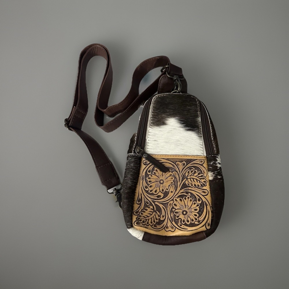 Cowboy Bum Bag Cowhide Hair Tooled Sling Bag Cowgirl Western Aztec Boho New